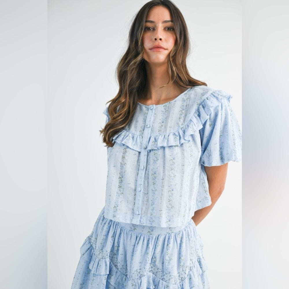 Light Blue Ruffled Two-Piece Set