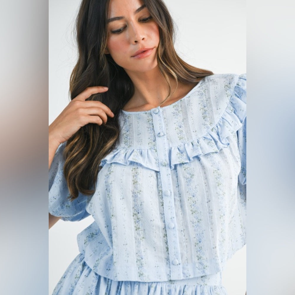 Light Blue Ruffled Two-Piece Set