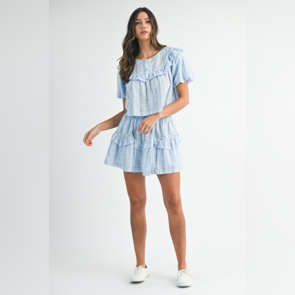 Light Blue Ruffled Two-Piece Set
