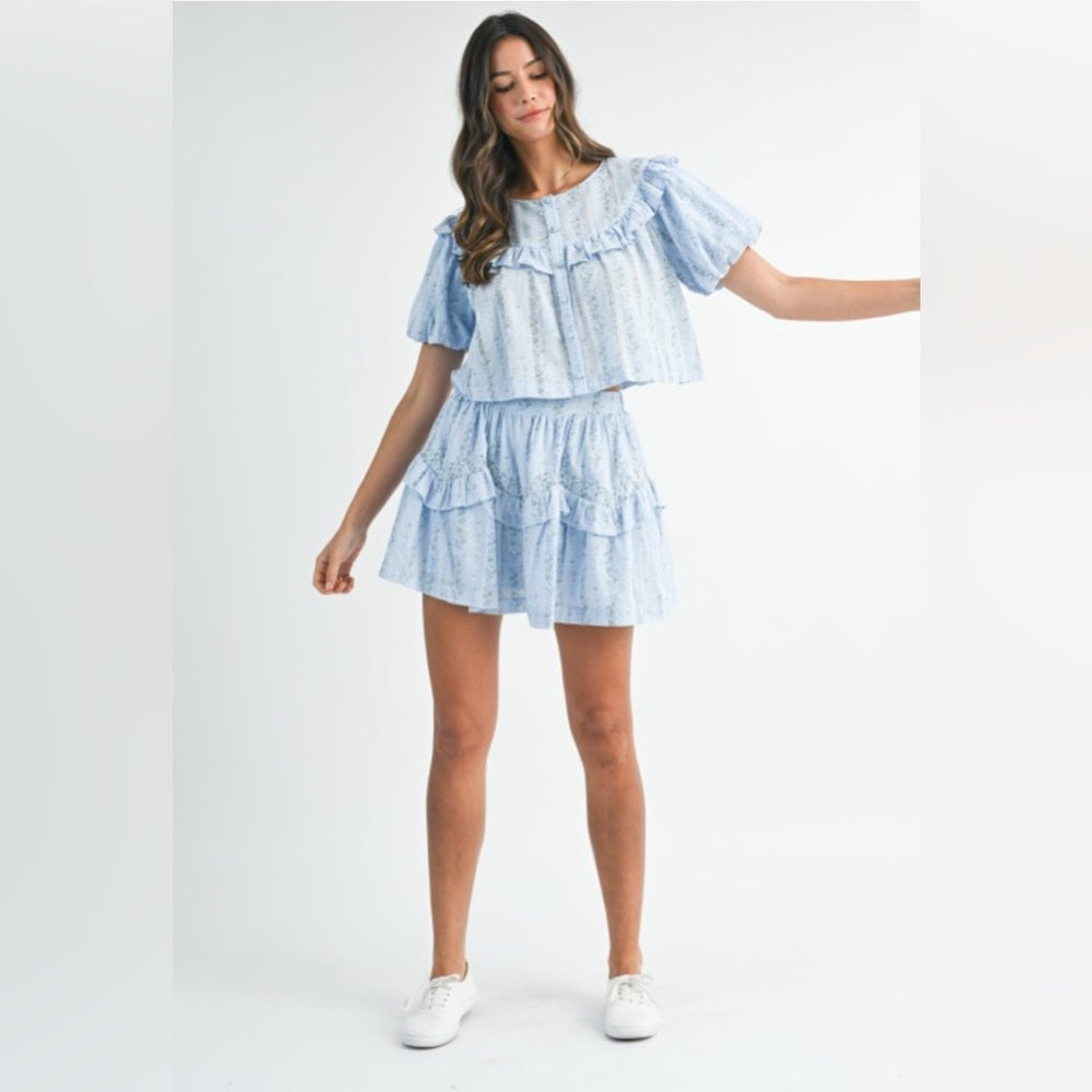 Light Blue Ruffled Two-Piece Set