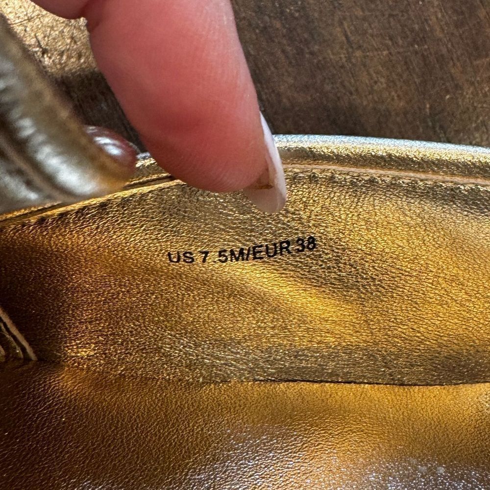 VINCE Blair Perforated Leather Slip-on gold shoe
