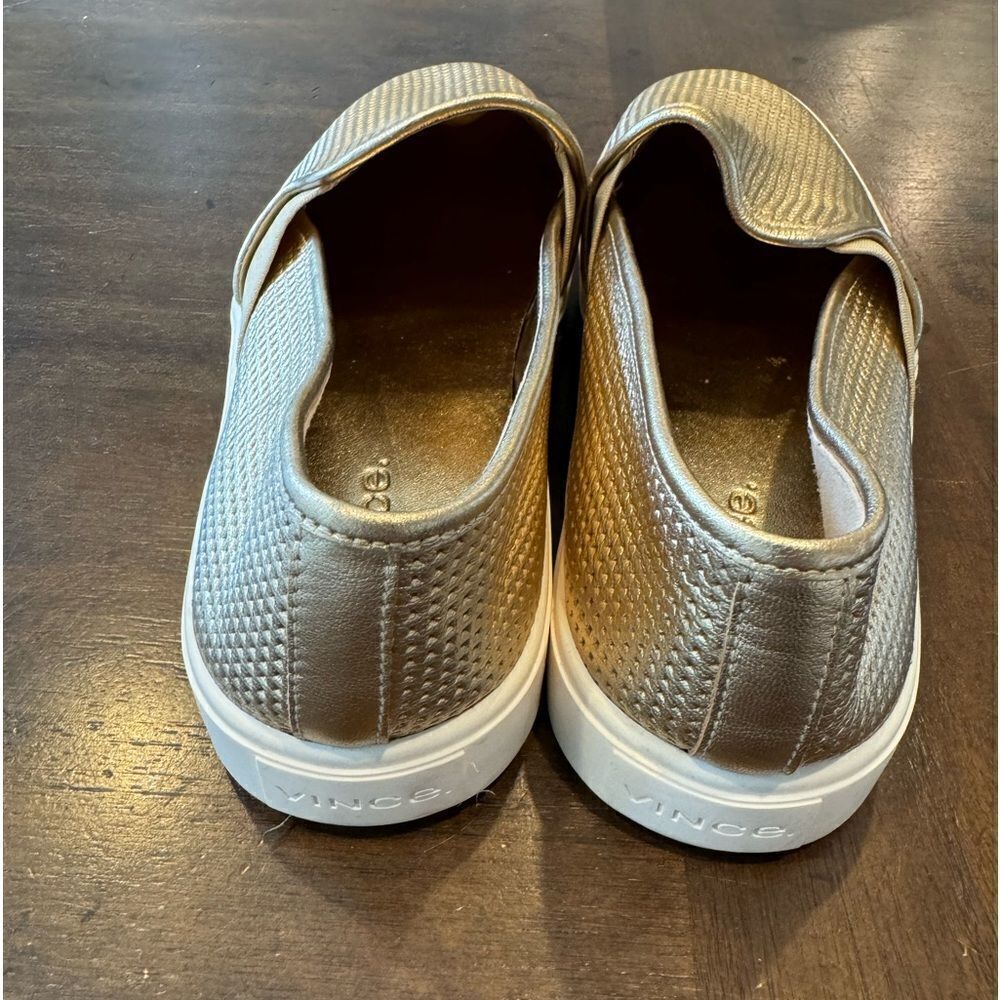 VINCE Blair Perforated Leather Slip-on gold shoe