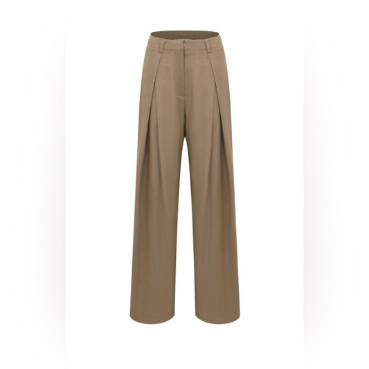 Elegant Tan Wide-Leg Women's Pants
