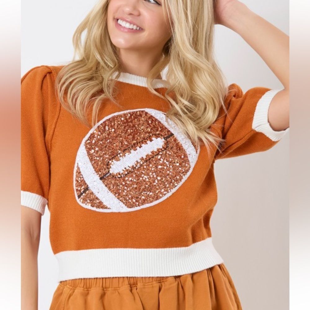 010. FOOTBALL SEQUIN GAME DAY TOP