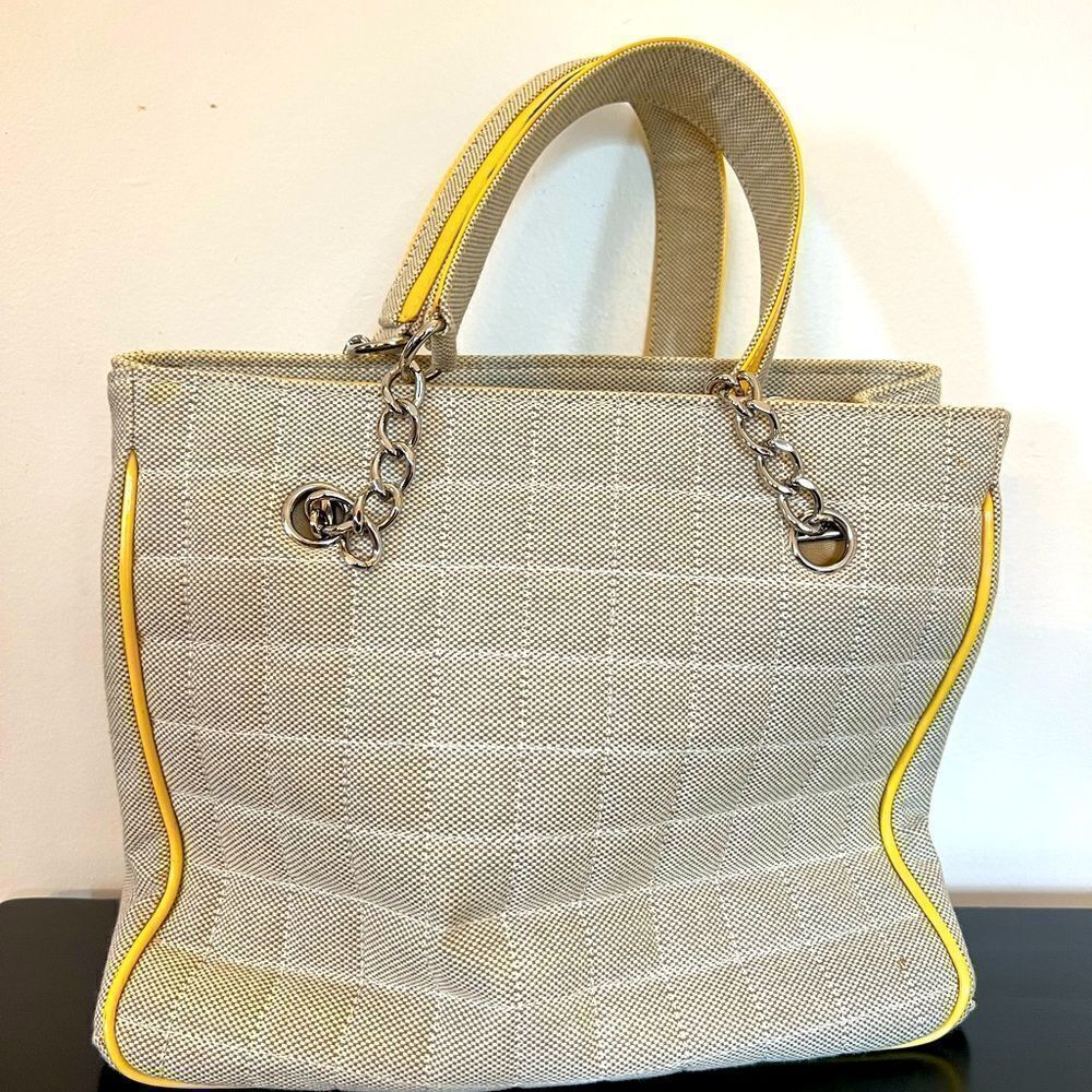 AUTH CHANEL VINTAGE CANVAS TOTE BAG