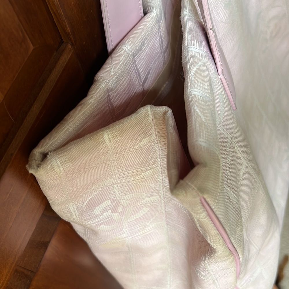 AUTH CHANEL PINK CLOTH TOTE BAG