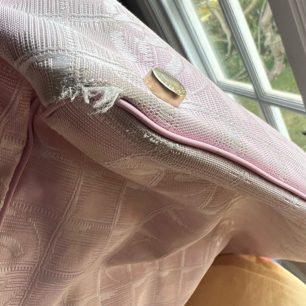 AUTH CHANEL PINK CLOTH TOTE BAG