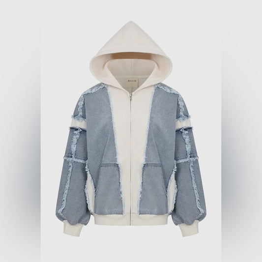 Denim Patchwork Hoodie