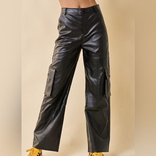 Luna Faux Leather Cargo Pants
