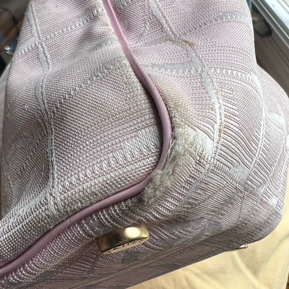 AUTH CHANEL PINK CLOTH TOTE BAG