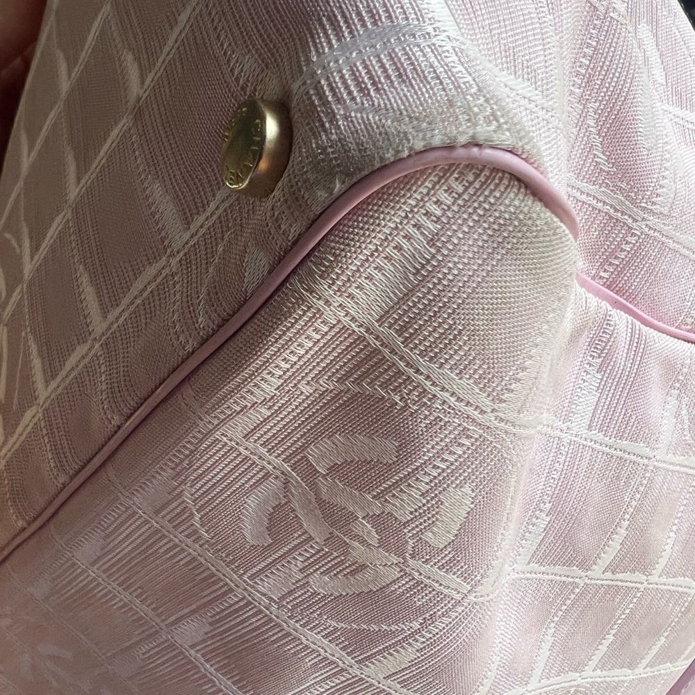 AUTH CHANEL PINK CLOTH TOTE BAG