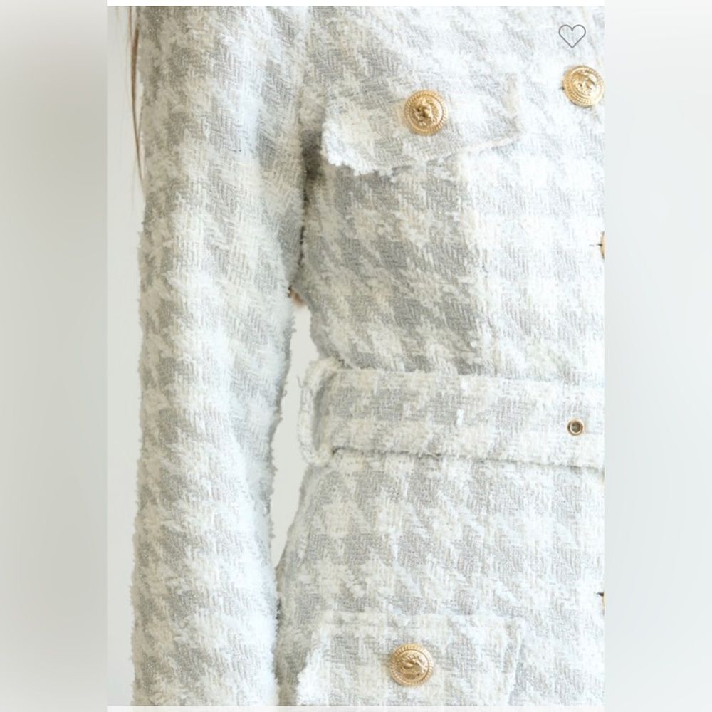 Elena White Silver Tweed Blazer Dress- New Arrival