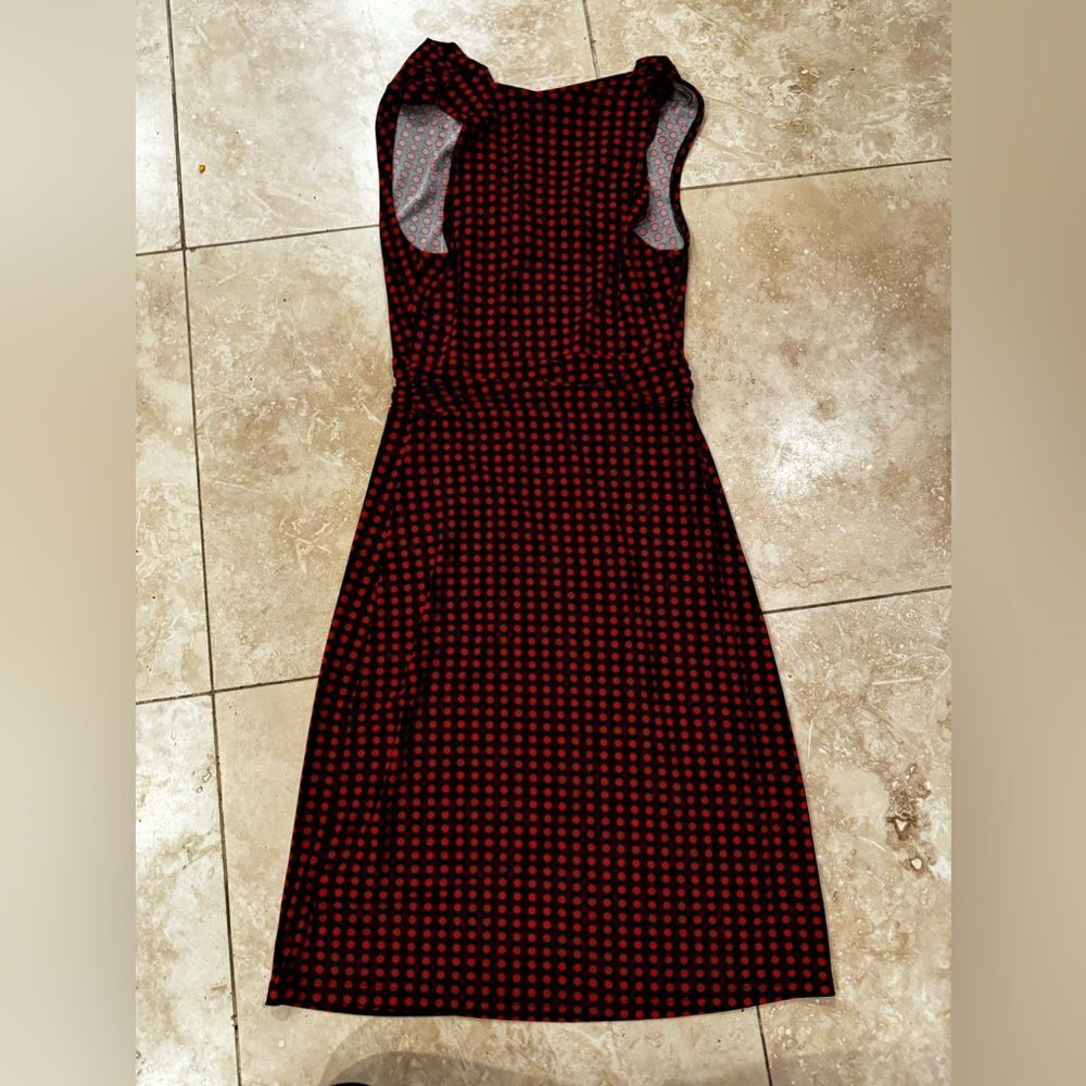 VERONICA M Red Polkadot Midi Dress XS