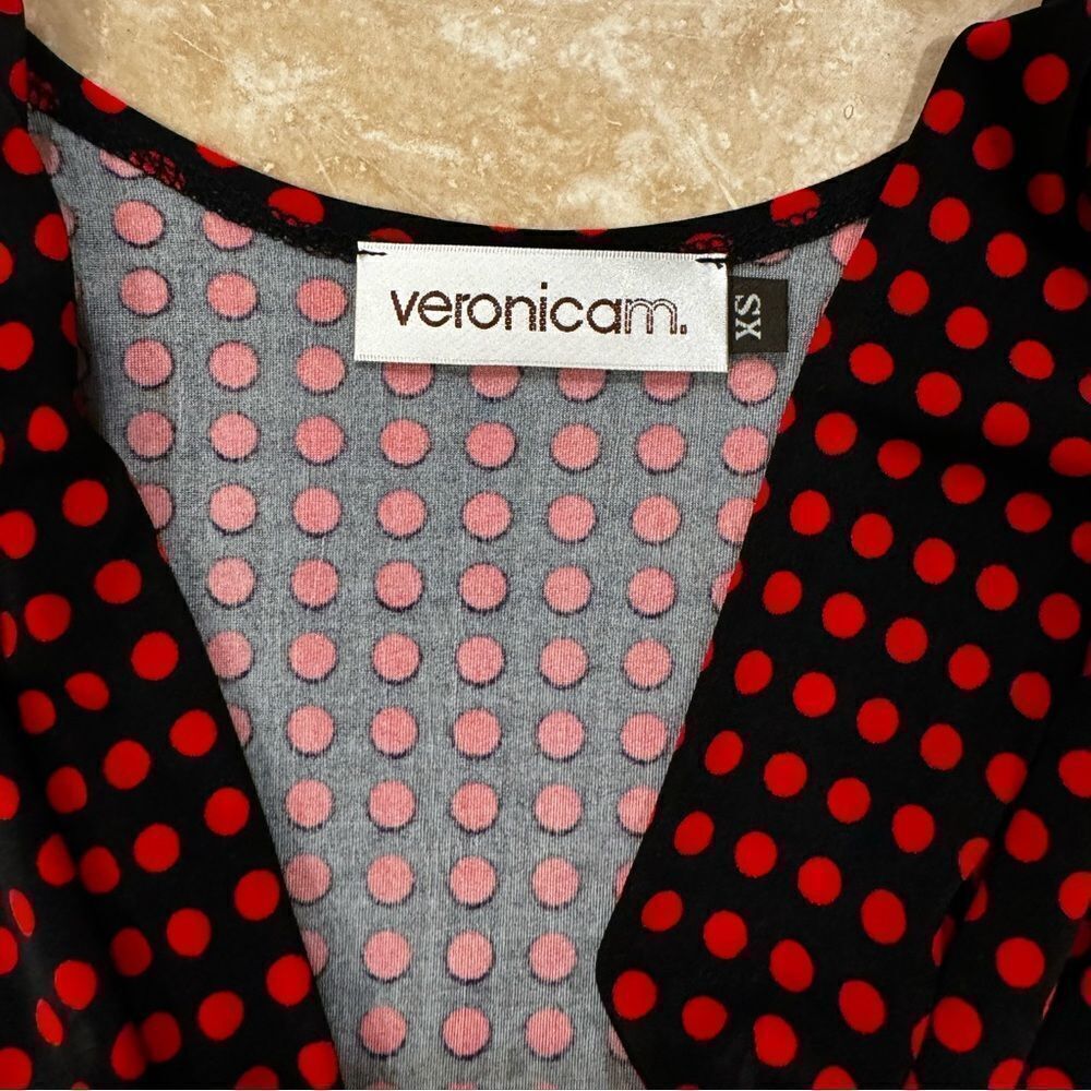 VERONICA M Red Polkadot Midi Dress XS