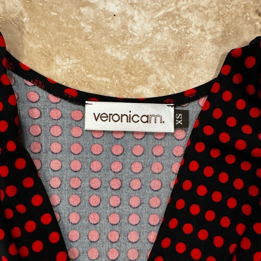 VERONICA M Red Polkadot Midi Dress XS