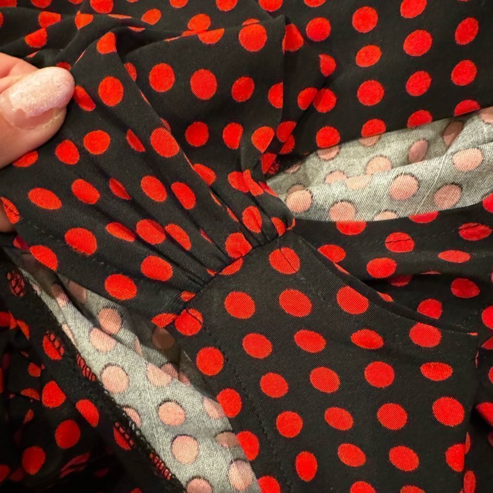 VERONICA M Red Polkadot Midi Dress XS