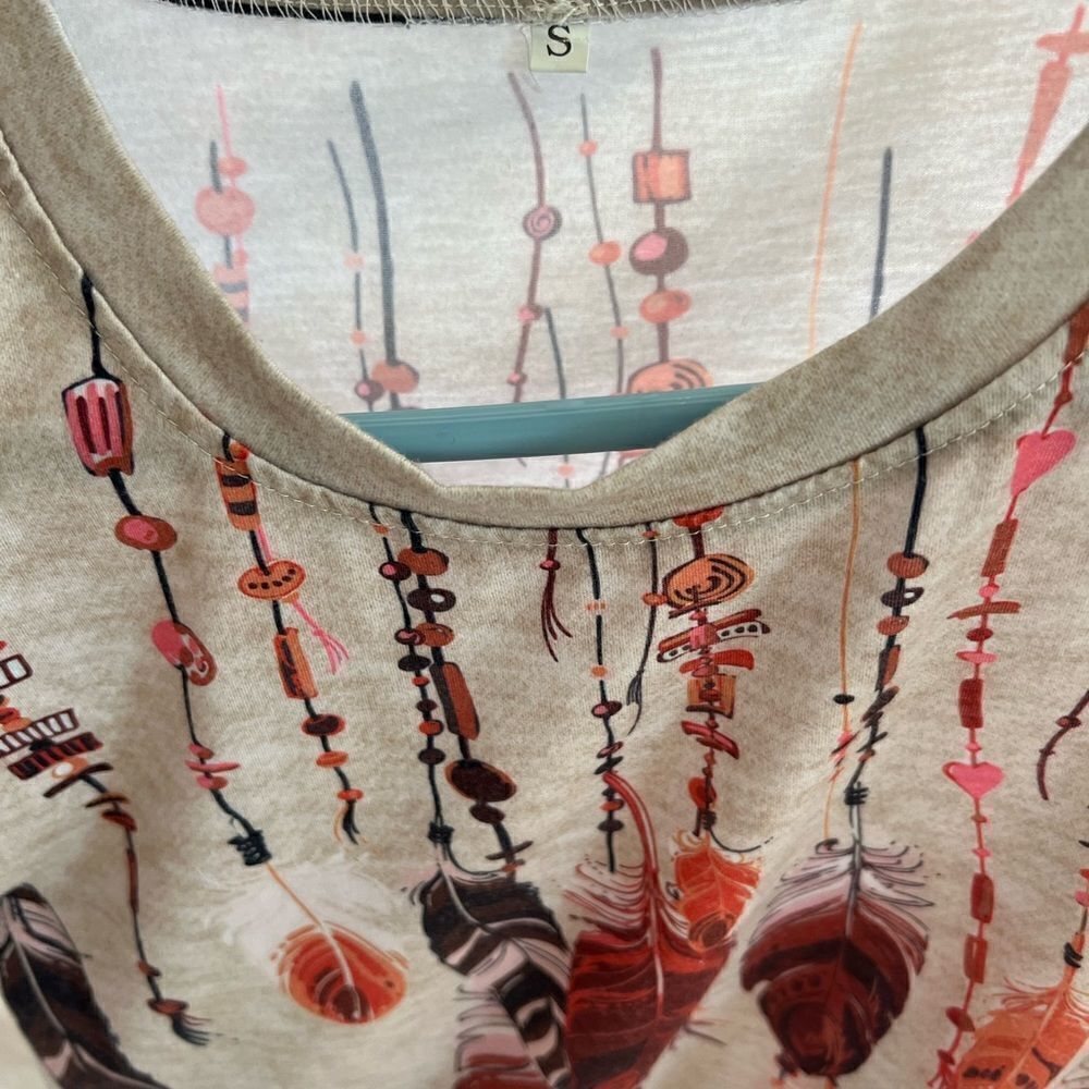 Boho feather tshirt in small