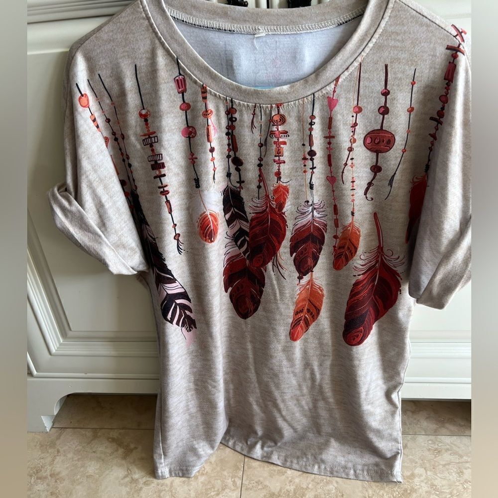 Boho feather tshirt in small