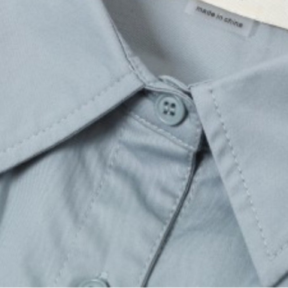 Sky Blue Double-Belted Button Down Shirt