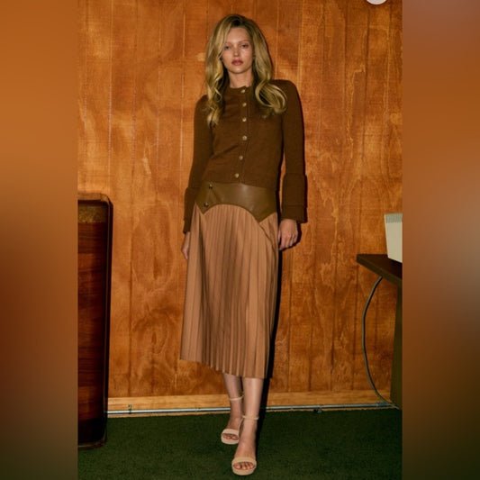 60’s Vibes Pleated Skirt- Cafe