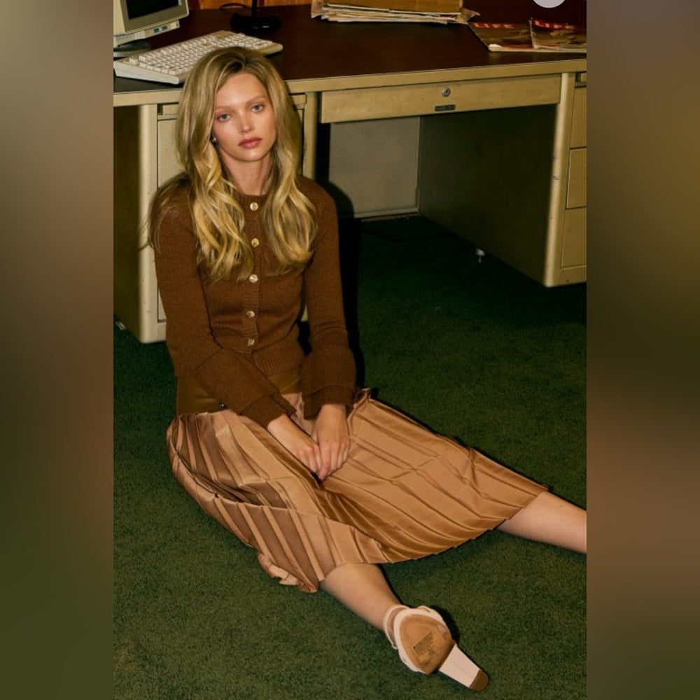 60’s Vibes Pleated Skirt- Cafe