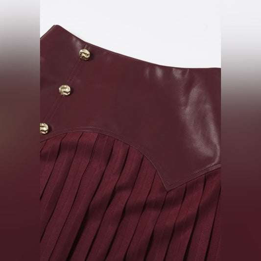 60’s Vibes Pleated Skirt- Maroon