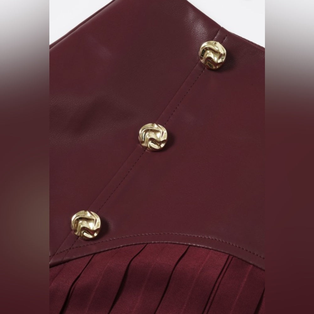 60’s Vibes Pleated Skirt- Maroon